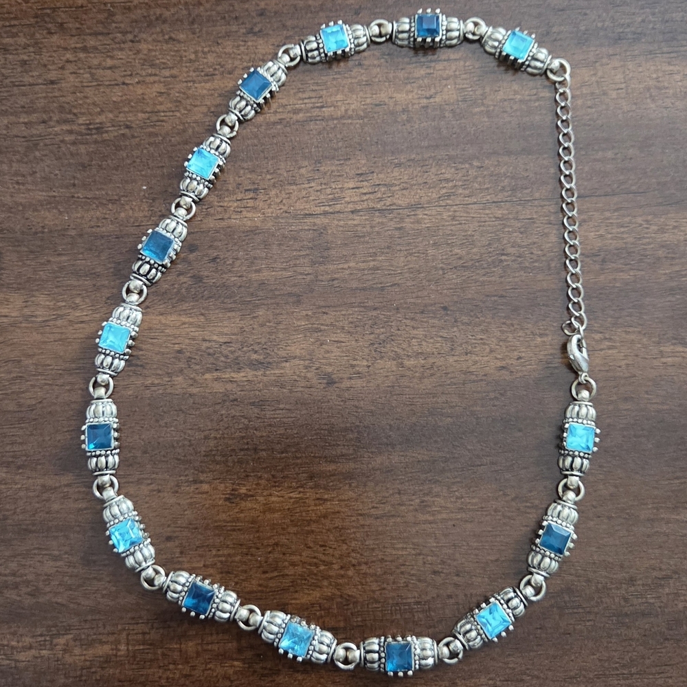 Elegant Silver and Blue Necklace